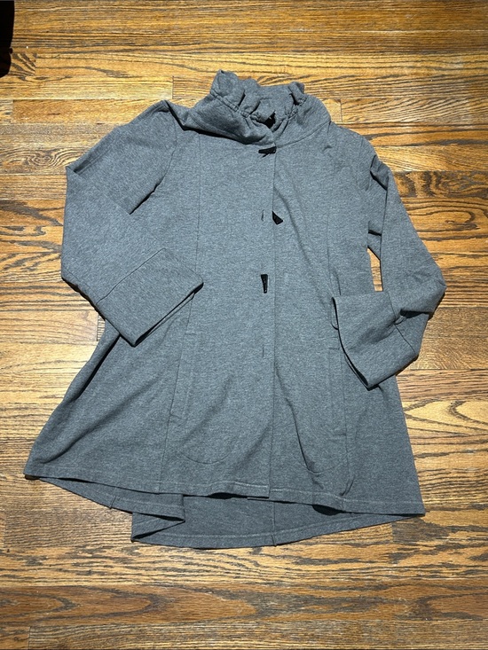 Soft Surroundings Jackets & Blazers - Soft Surroundings Gray Ruffle-Collar Jacket